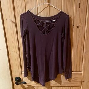 American Eagle Outfitters Maroon Long Sleeve Top